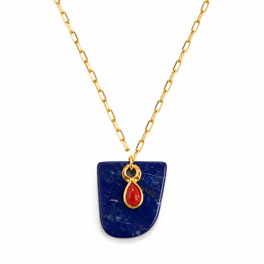 Indigo Coral Lapis Pendant Necklace