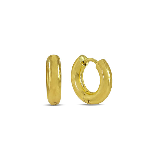A pair of gold Plated mini hoop earrings with a nature-inspired design, resembling blooming buds.