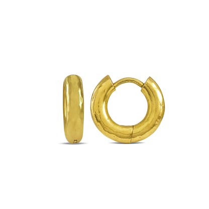 A pair of gold Plated mini hoop earrings with a nature-inspired design, resembling blooming buds.