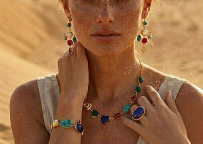 Gold Lapis Lazuli Statement Ring