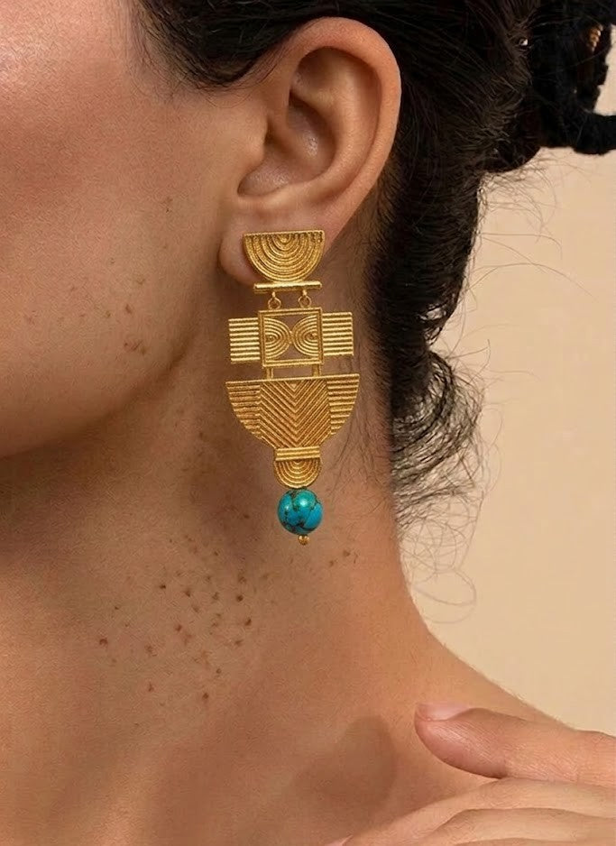 Turquoise Folk Earrings