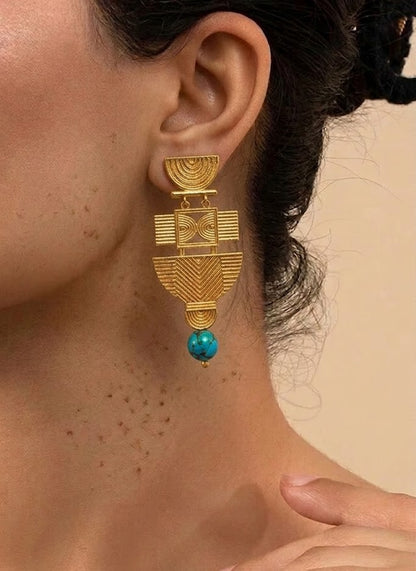 Turquoise Folk Earrings