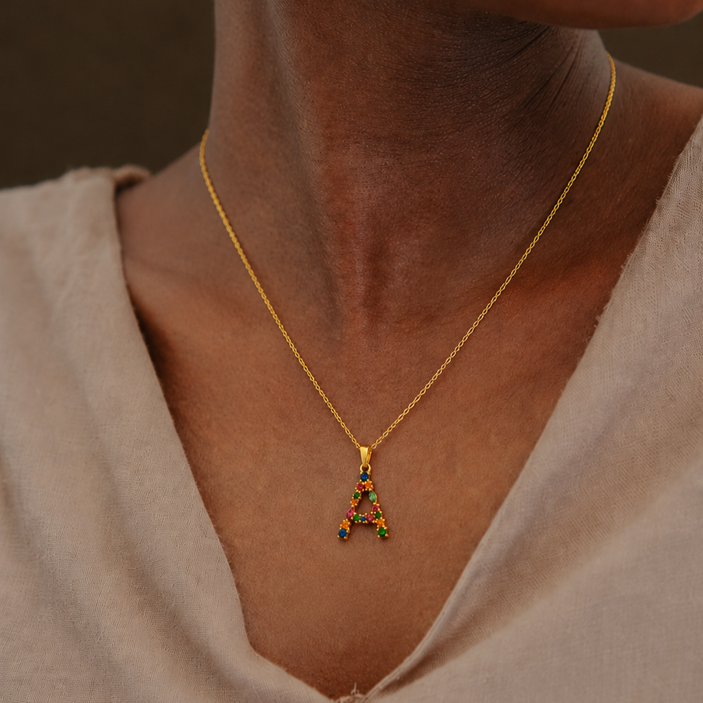 Multistone Alphabet Necklace
