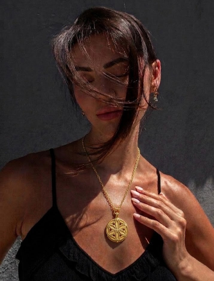 Garnet Medallion Pendant Necklace