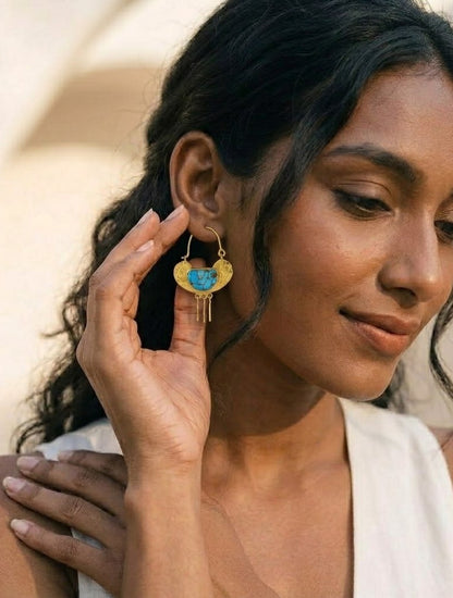 Turquoise Crescent Earrings