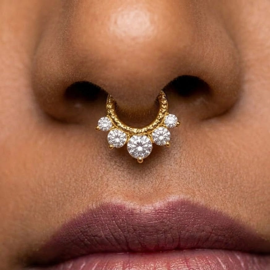 Aurelia Crystal Cluster Nose Ring In 92.5 Sterling Silver