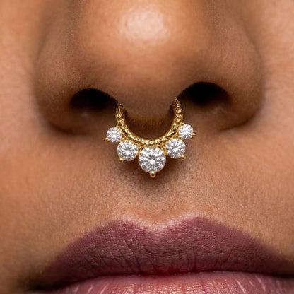 Aurelia Crystal Cluster Nose Ring In 92.5 Sterling Silver