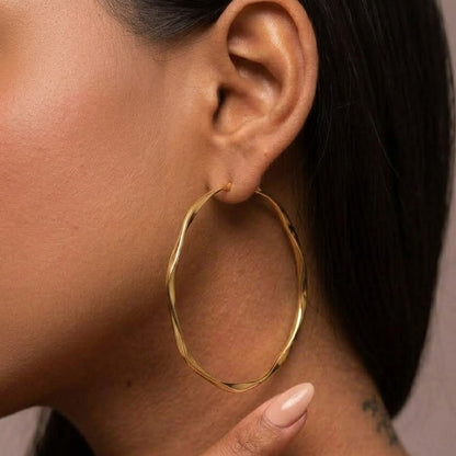 Soft Wave 92.5 Sterling Silver Hoops Large