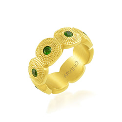 Green Cancun Chunky Band Ring (Water Resistance Premium Plating)