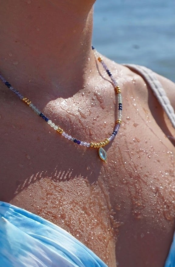 Multi Pastel Gemstone Drop Necklace