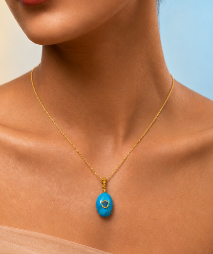 Turquoise, Blue Topaz & Sapphire Pendant Necklace