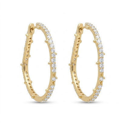 Studded Hoop Earrings In 925 Sterling Silver