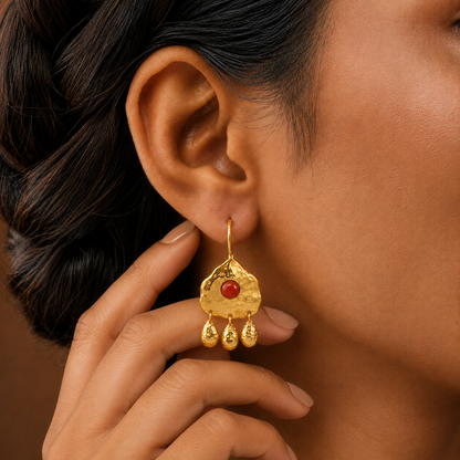 Coral Sunburst Earrings