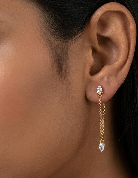 Zircon Drop Stud Earrings in 925 Sterling Silver