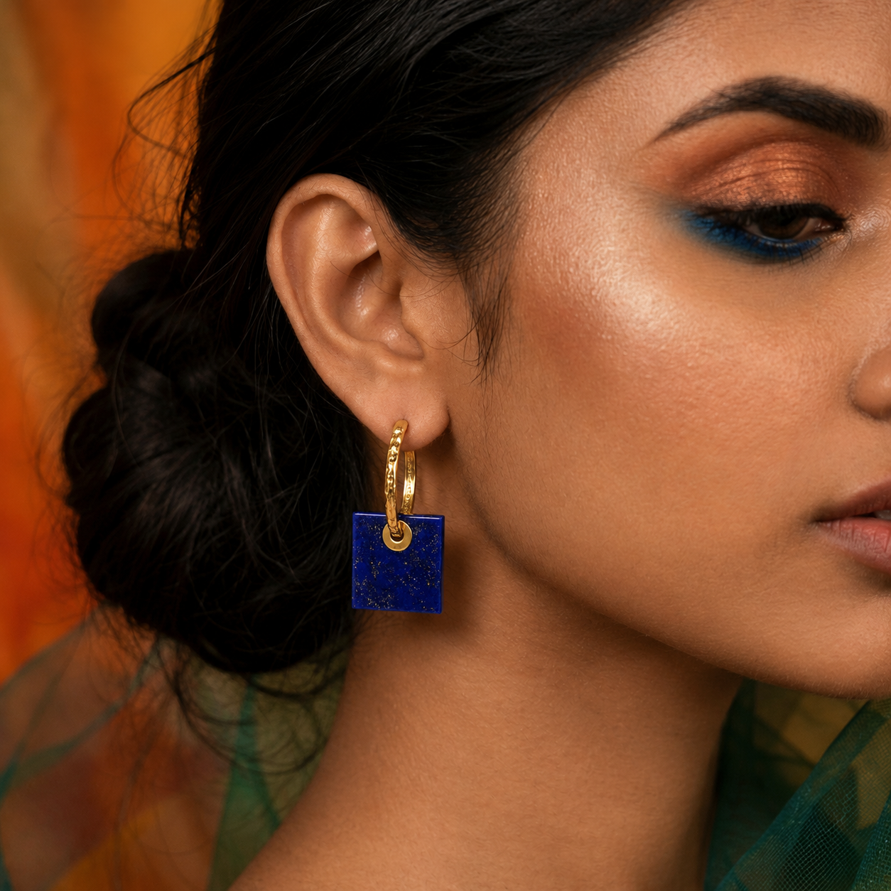 Lapis Lazuli Square Hoop Earrings