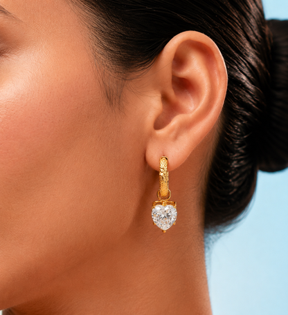 Heart Crystal Hoop Earrings in 92.5 Sterling Silver