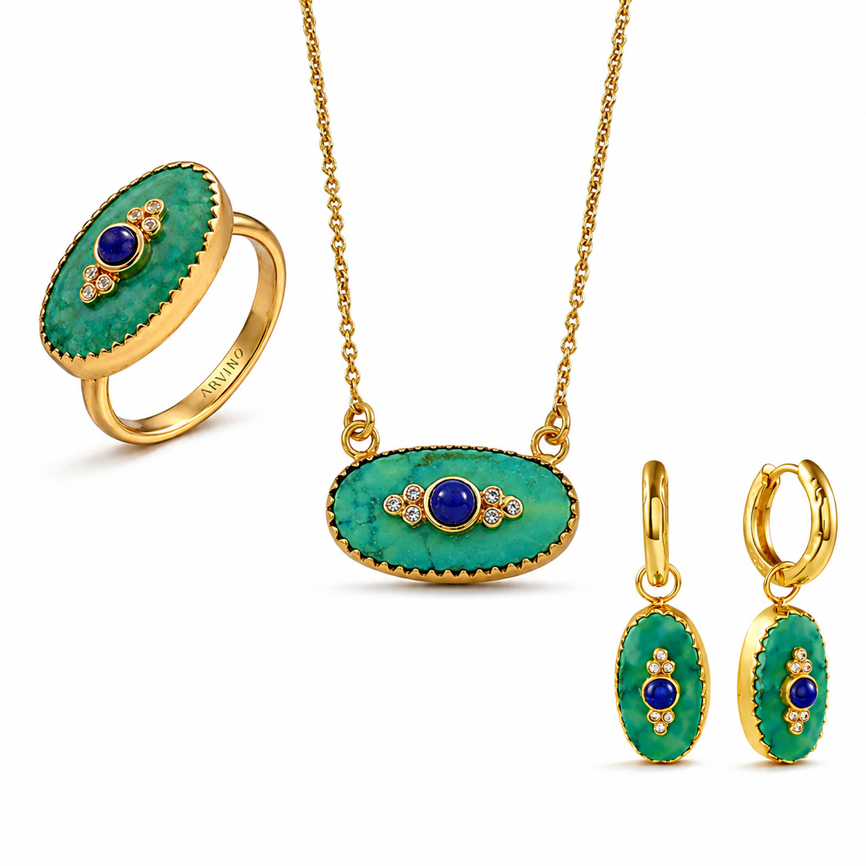 Natural Turquoise and Lapis Evil Eye Set