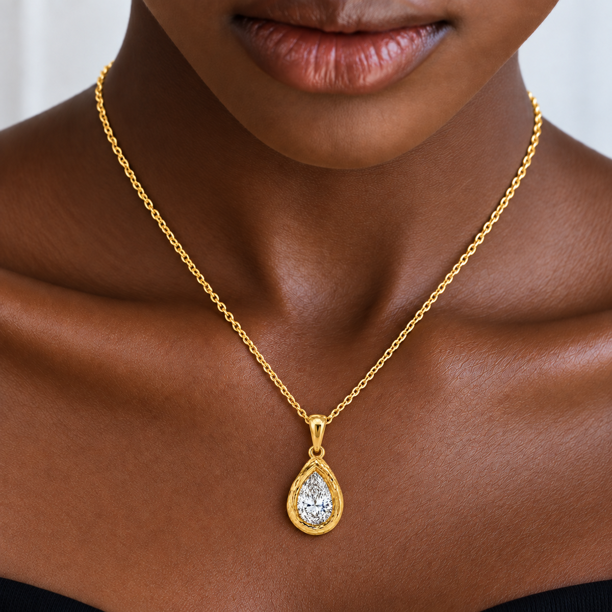 Fleur 9kt Gold Lab Grown Diamond Drop Pendant