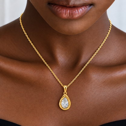 Fleur 9kt Gold Lab Grown Diamond Drop Pendant