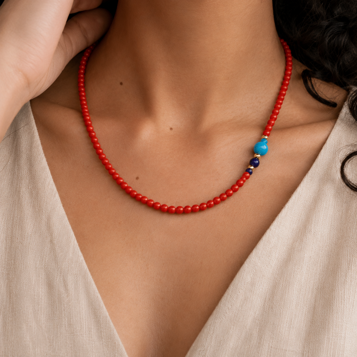 Red Beach Bead Necklace