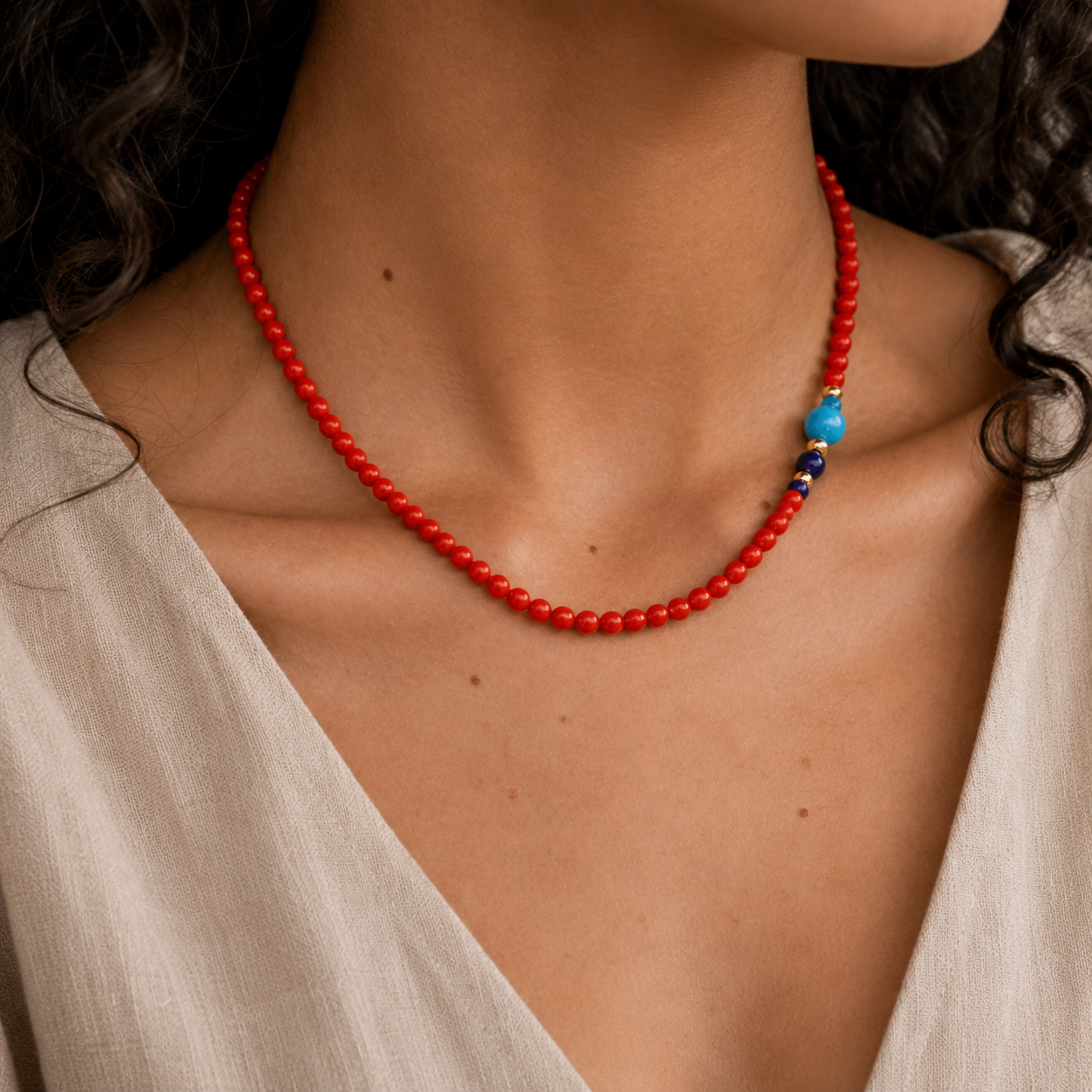 Red Beach Bead Necklace