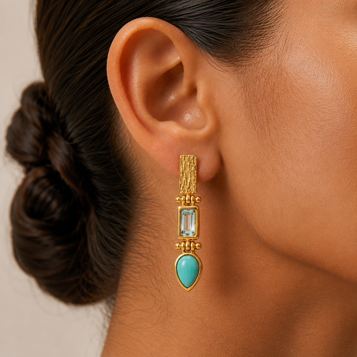 Turquoise & Blue Topaz Drop Earrings