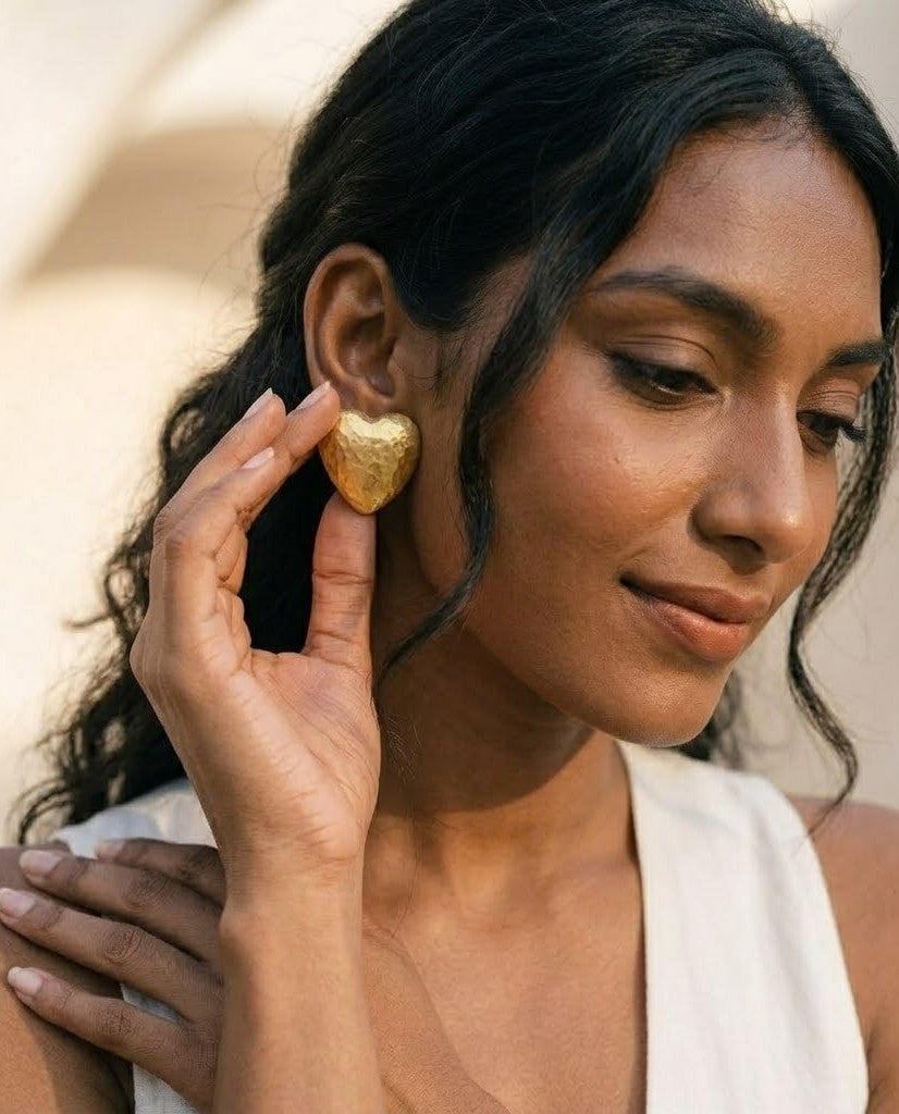 Gilded Concave Heart Studs