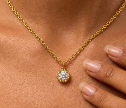 Solitaire Charm Gold Chain Necklace