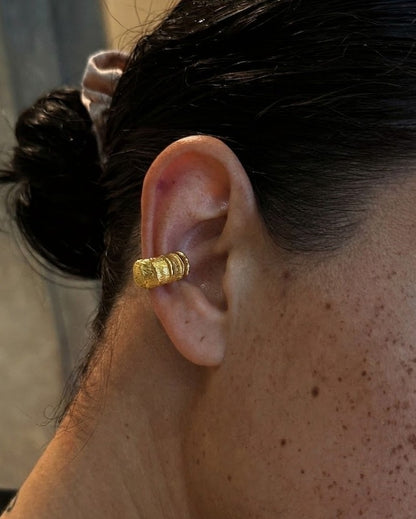 Textured Rib 92.5 Sterling Silver Ear Cuff
