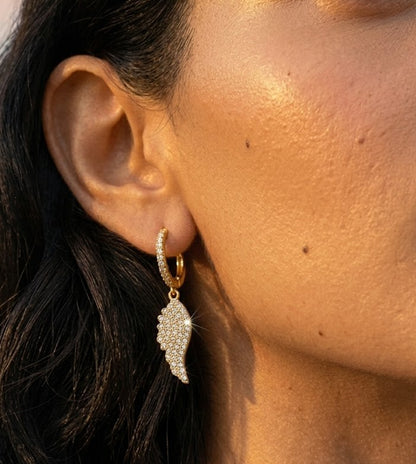 Angel Wings Huggies Earrings in 925 Sterling Silver