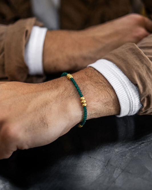 Green Onyx Unisex Bracelet In 925 Sterling Silver