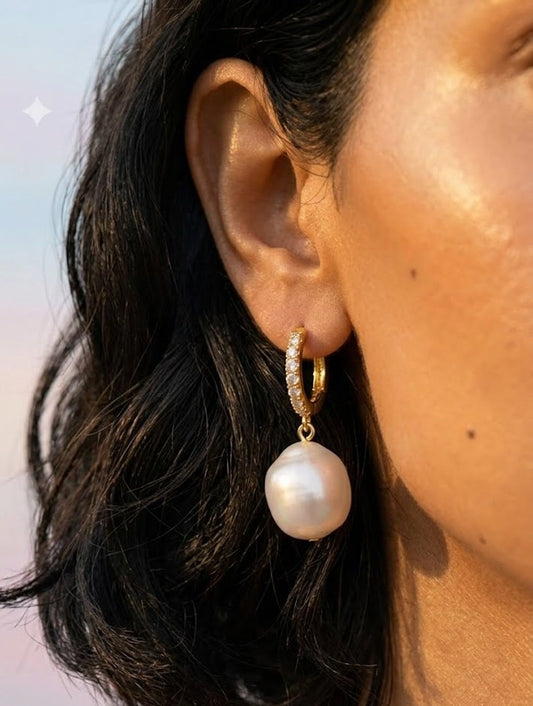 Moonpearl 92.5 Sterling Silver Huggies