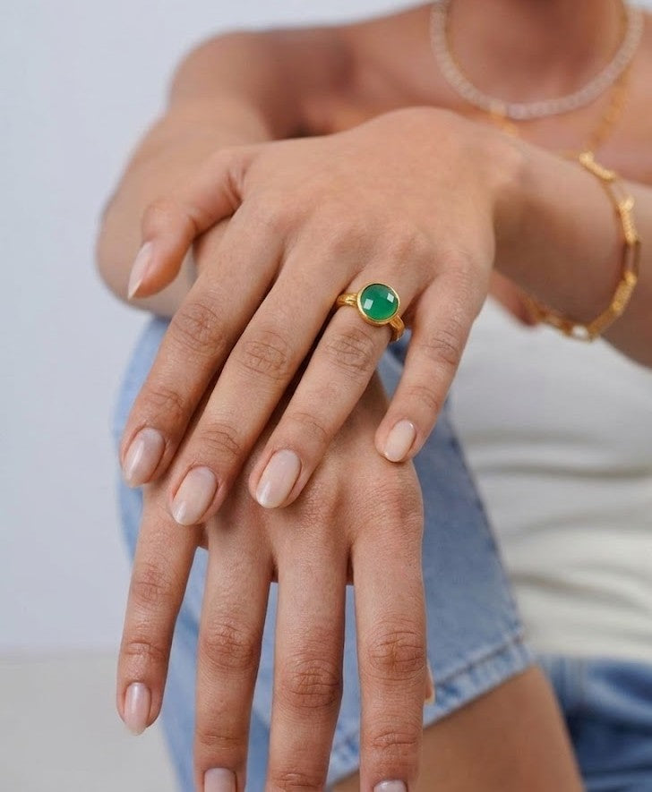 Green Onyx Bezel Ring