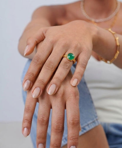 Green Onyx Bezel Ring