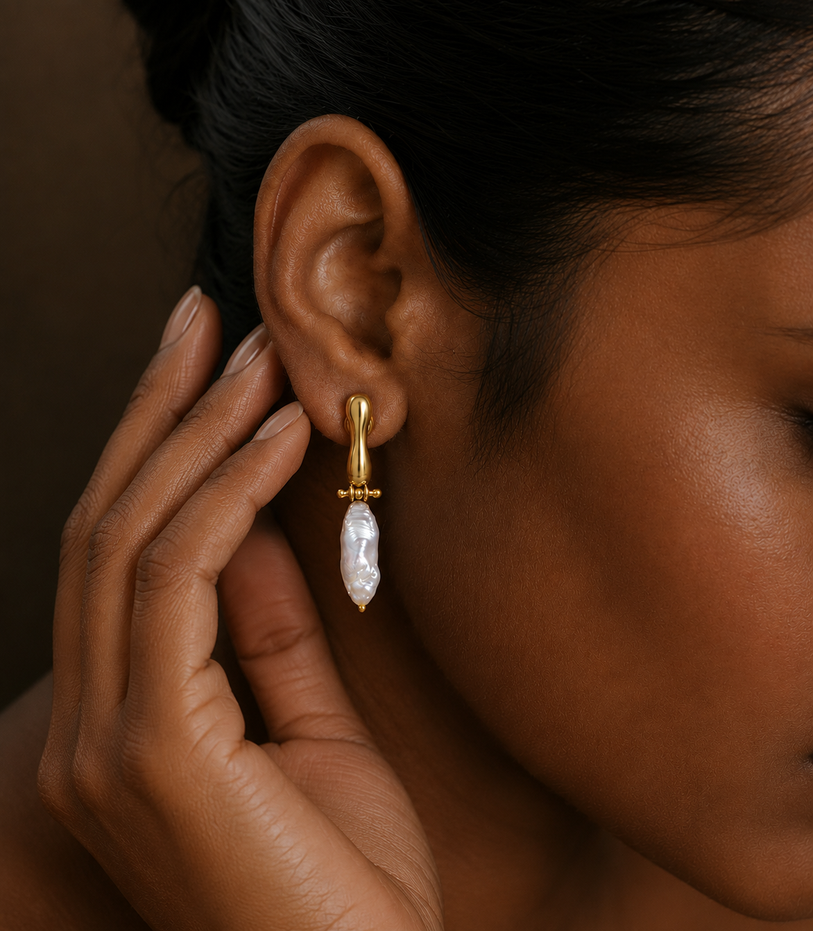Pearl Horizon Drop Earrings in 925 sterling silver