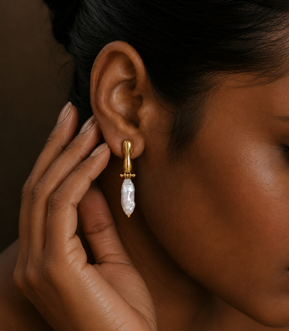 Pearl Horizon Drop Earrings in 925 sterling silver
