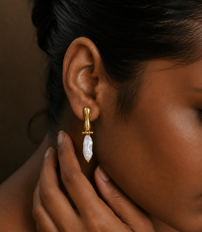 Pearl Horizon Drop Earrings in 925 sterling silver