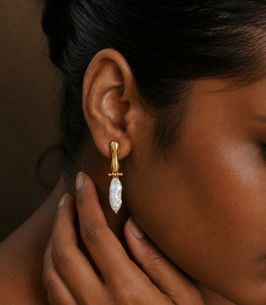 Pearl Horizon Drop Earrings in 925 sterling silver