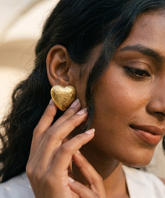 Gilded Concave Heart Studs