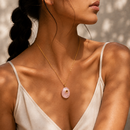 Rose Quartz Garnet Accent Charm