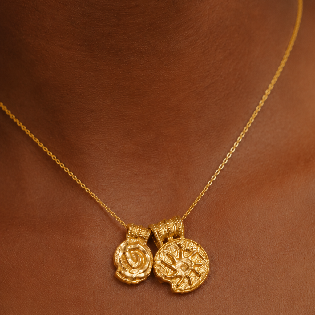 Ancient Symbols Charm Necklace in 925 Sterling Silver