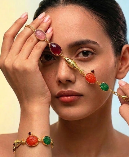 Fish Motif Multi Gem Bracelet
