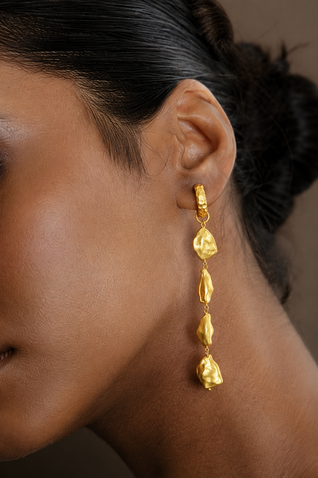 Asymmetrical Nugget Dangler Earrings