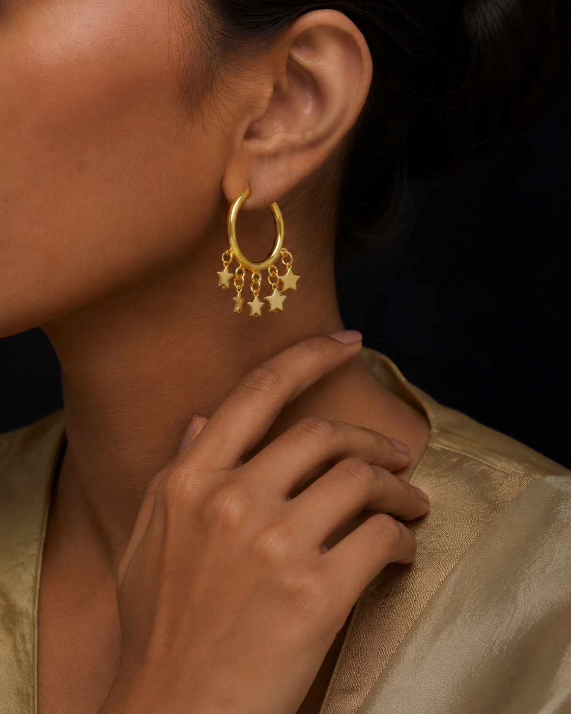 Starlit Charms Hoop Earrings in 925 Sterling Silver