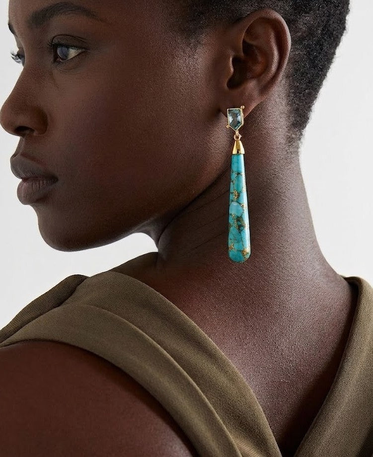 London Blue Topaz & Copper Turquoise Drop Earring