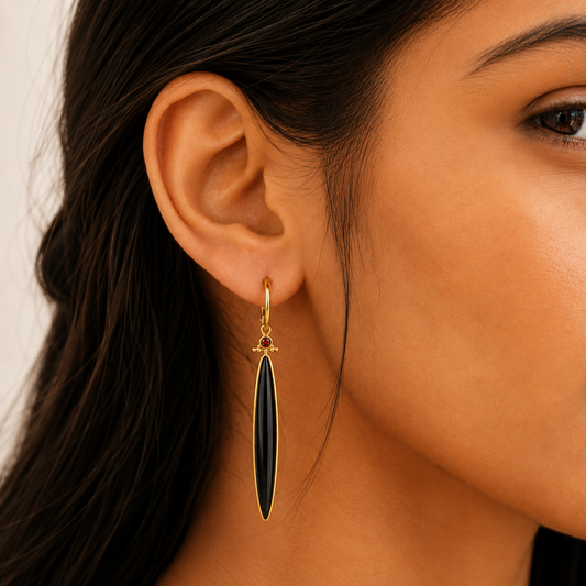 Obsidian Spear Earrings