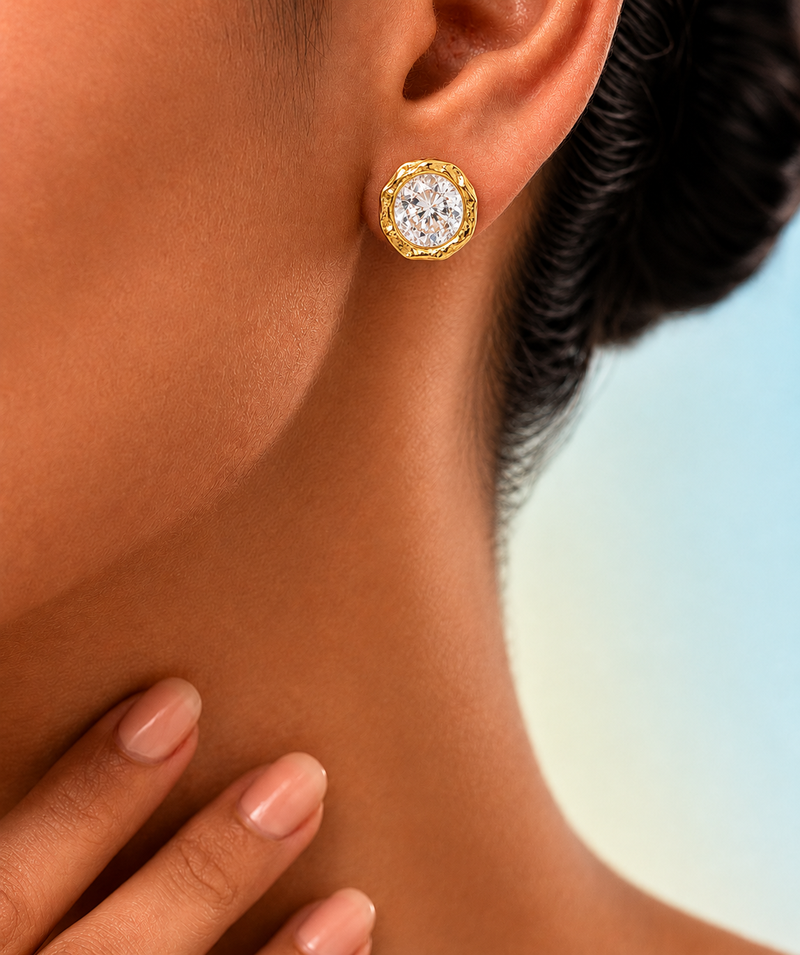 Round Crystal Stud Earrings in 92.5 Sterling Silver