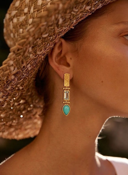 Turquoise & Blue Topaz Drop Earrings