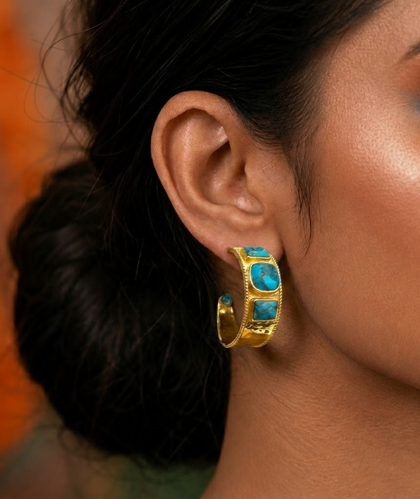 Turquoise Statement Hoop Earrings