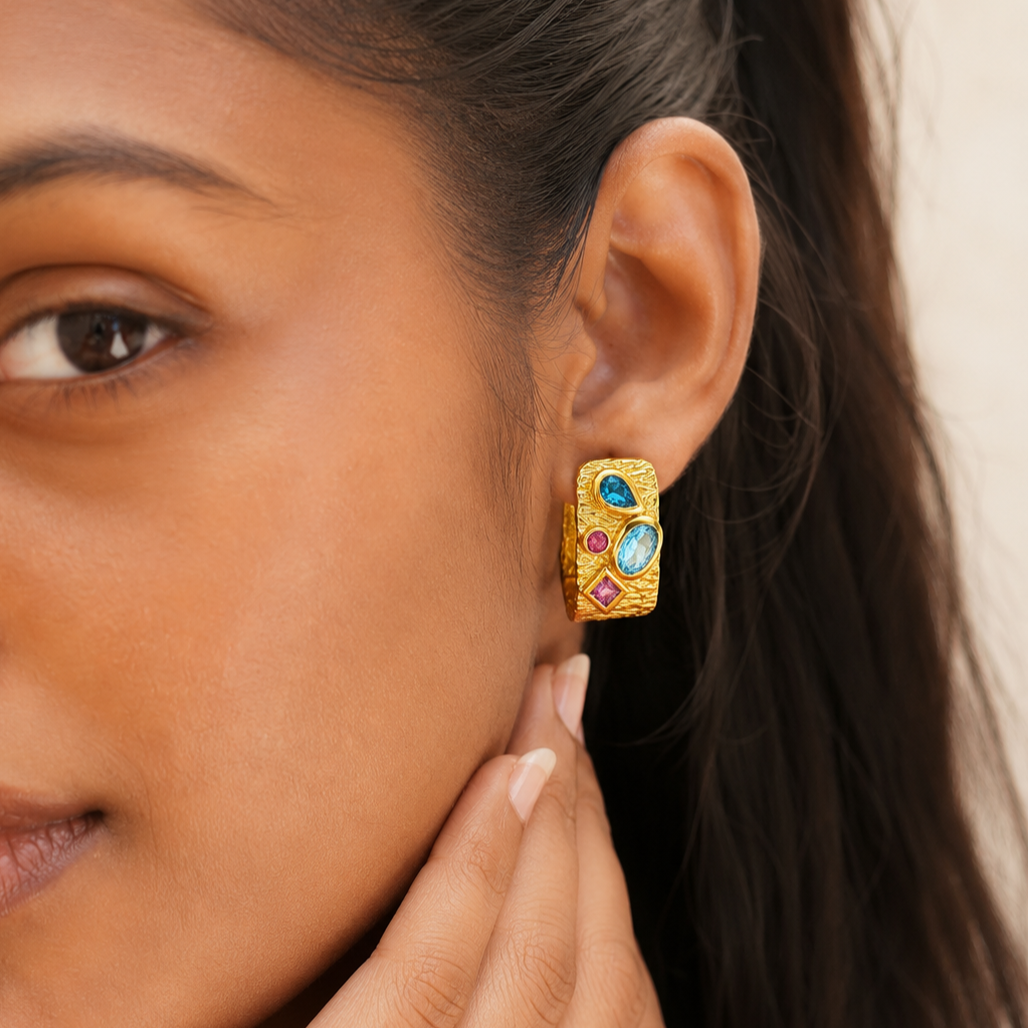 Mosaic Stone Hoops
